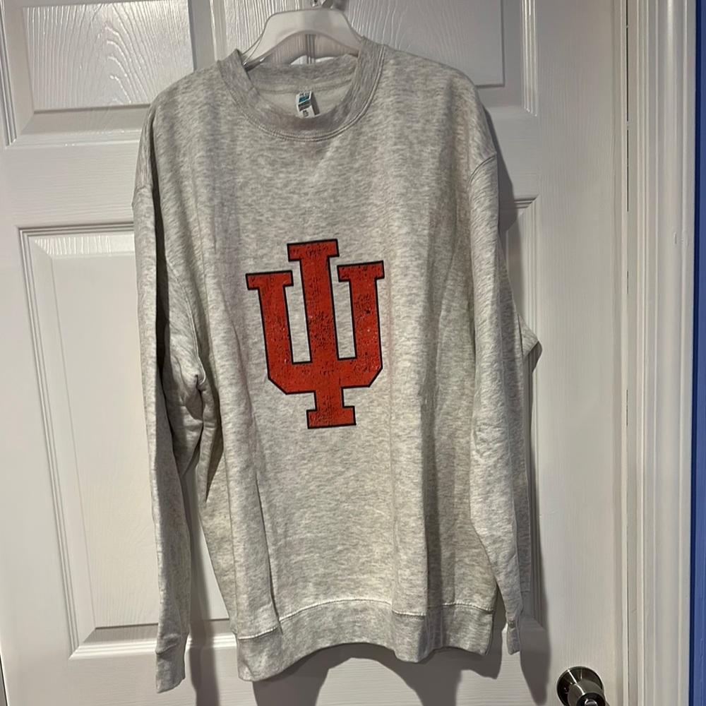 New without Tag Unisex Light Gray IU INDIANA UNIVERSITY Sweatshirt-2XL